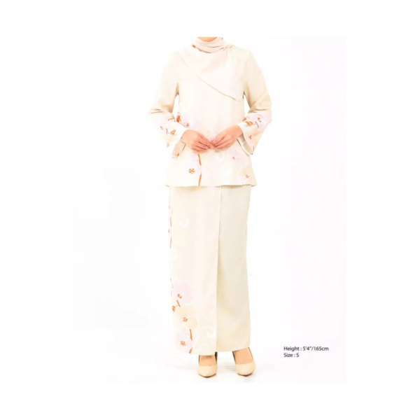 Beige Blossom Kurung - Elegance Redefined